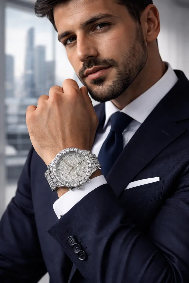 Khrist Silver Analog Stone Studded Watches for Women - Image 5 in Pune